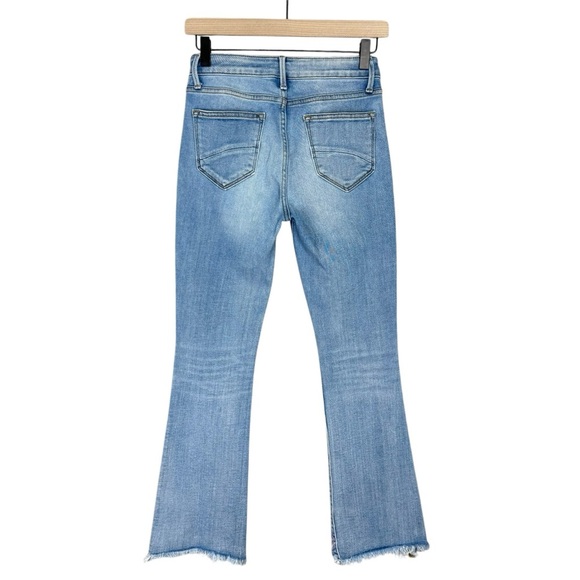 Driftwood Roxy Jeans Womens 25 Embroidered Mid Rise Kick Flare Raw Hem Stretch - Picture 4 of 7